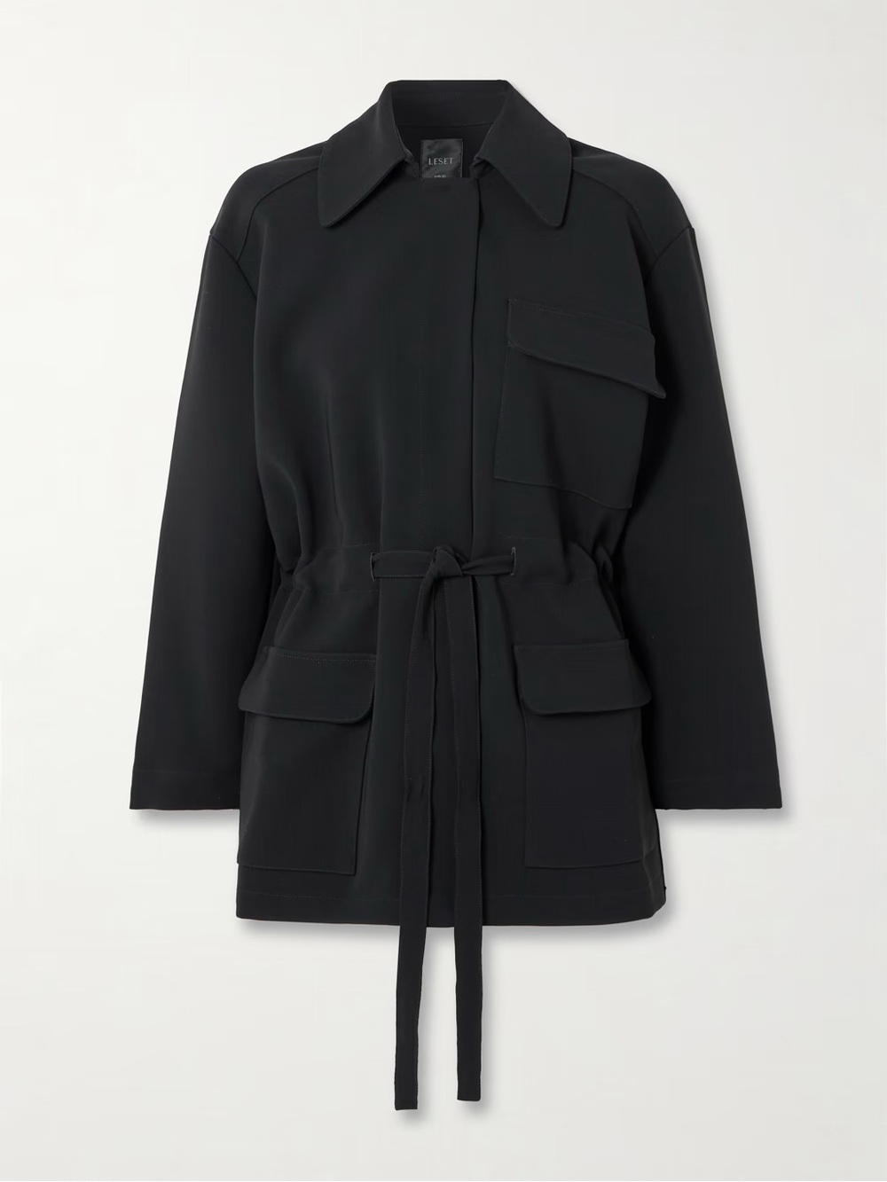 ISO - LESET Arielle Black Belted Crepe Utility Jacket - Medium